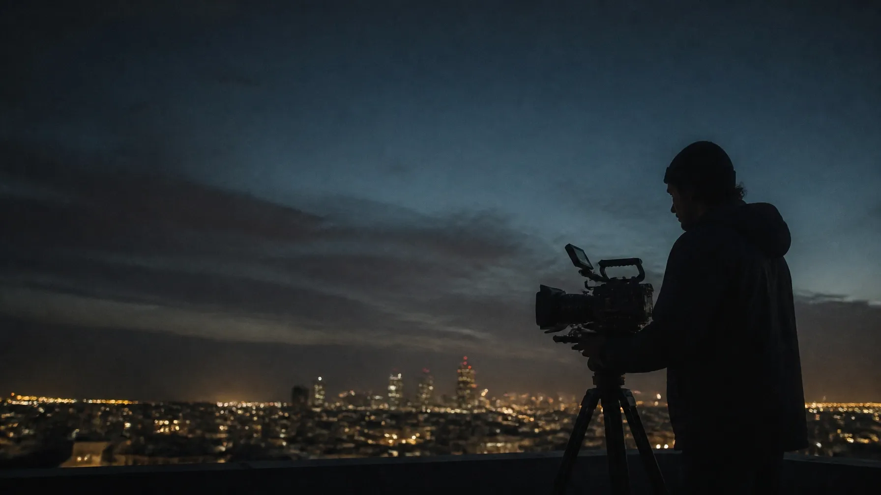 LD3 Productions camera operator working against a city skyline